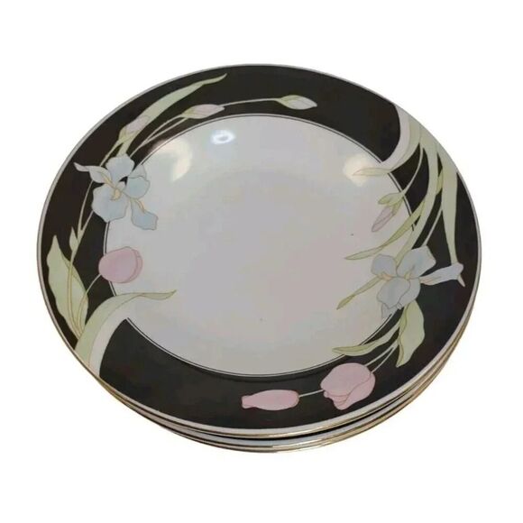 Fairfield Fine China by Vanessa Yung Shen 8" soup pasta Bowls Gold Rim Set of 4 - Picture 3 of 15